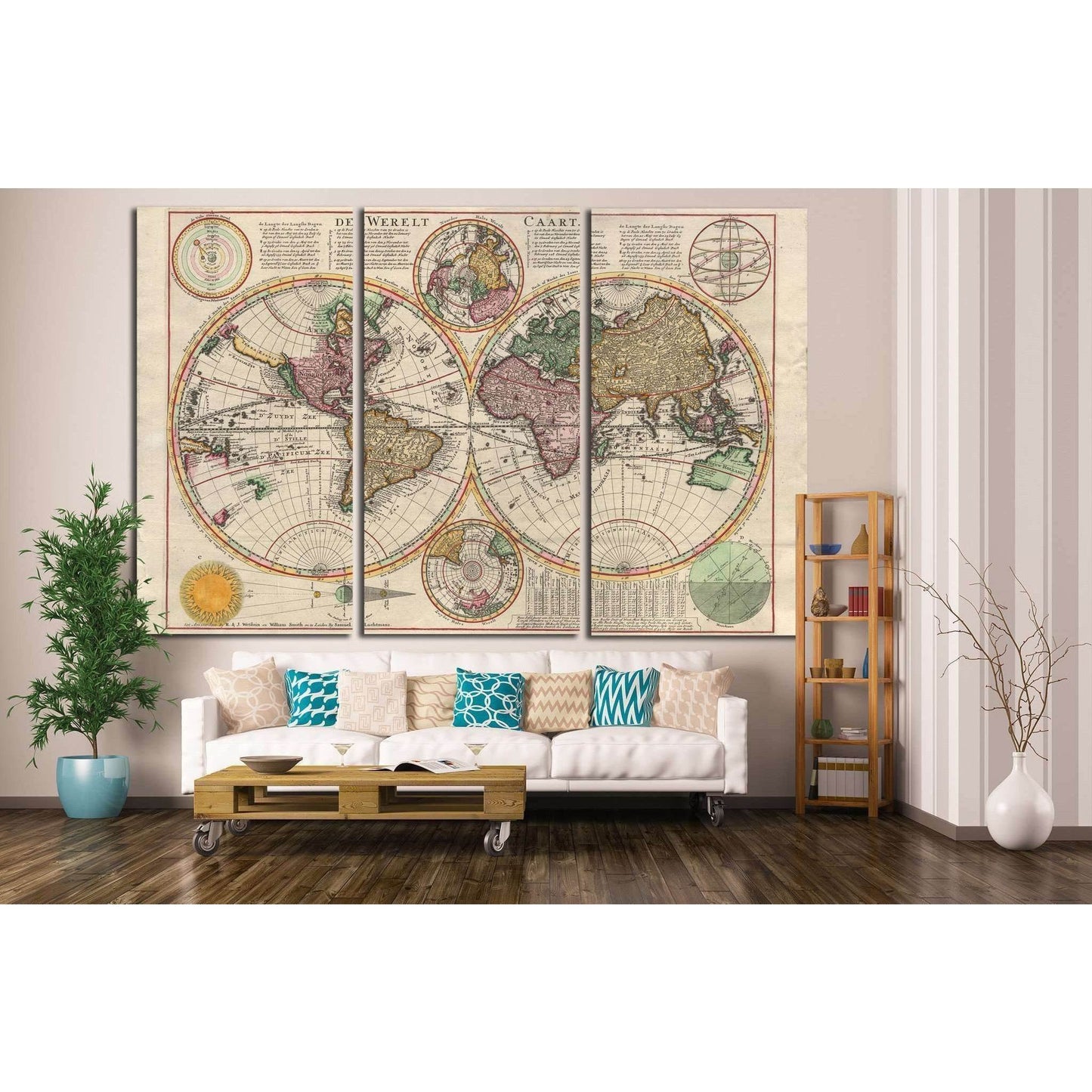 Old World Map №1472 Ready to Hang Canvas Print - Zellart Canvas Prints ALL_Products, s-1472