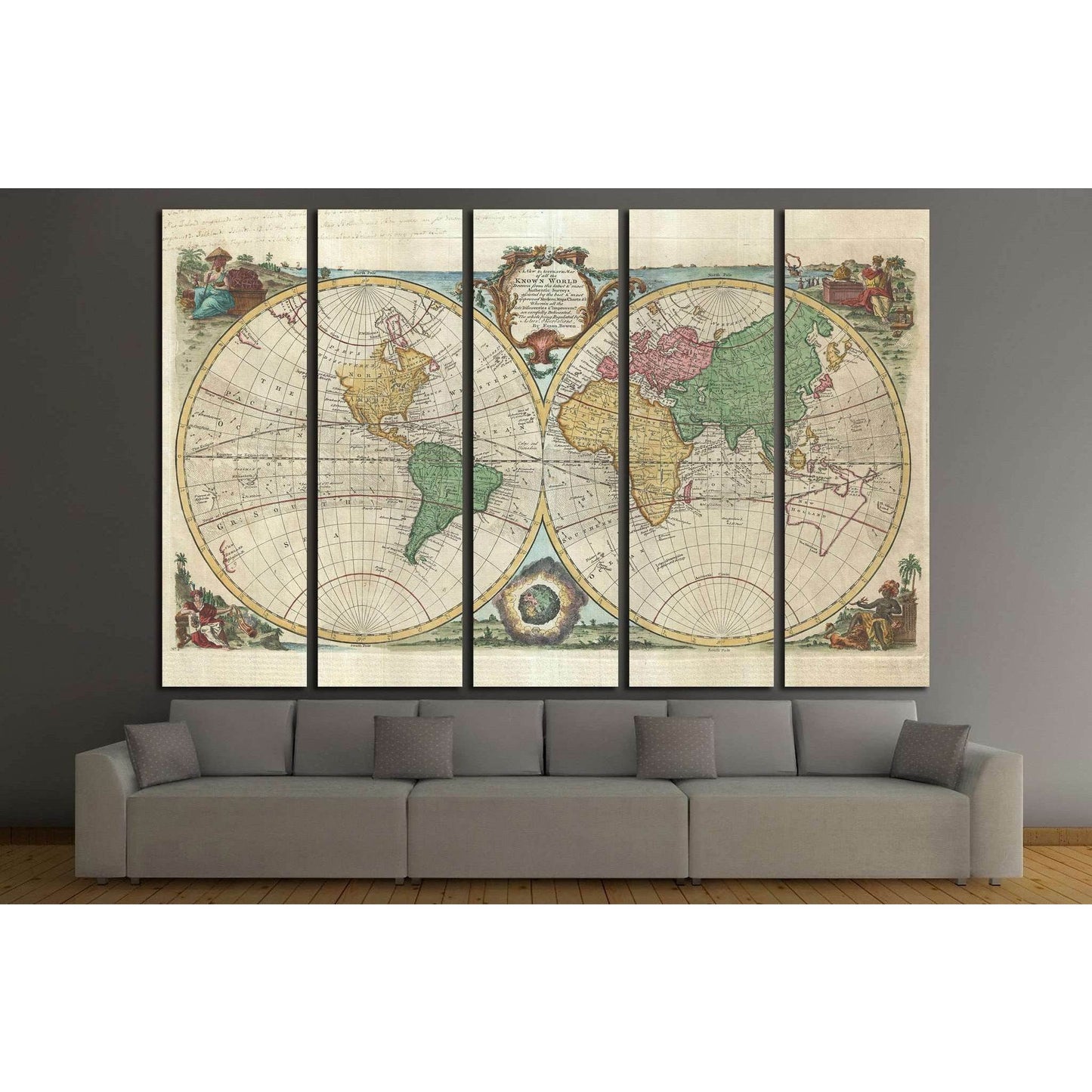 Old World Map №1477 Ready to Hang Canvas Print - Zellart Canvas Prints ALL_Products, s-1477