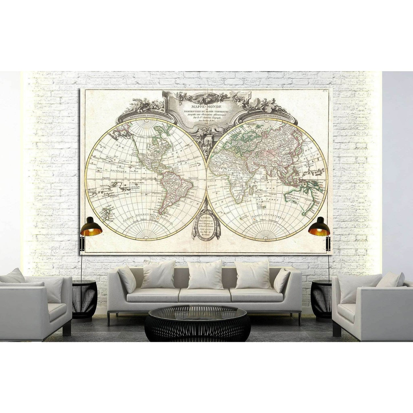 Old World Map №1478 Ready to Hang Canvas Print - Zellart Canvas Prints ALL_Products, s-1478