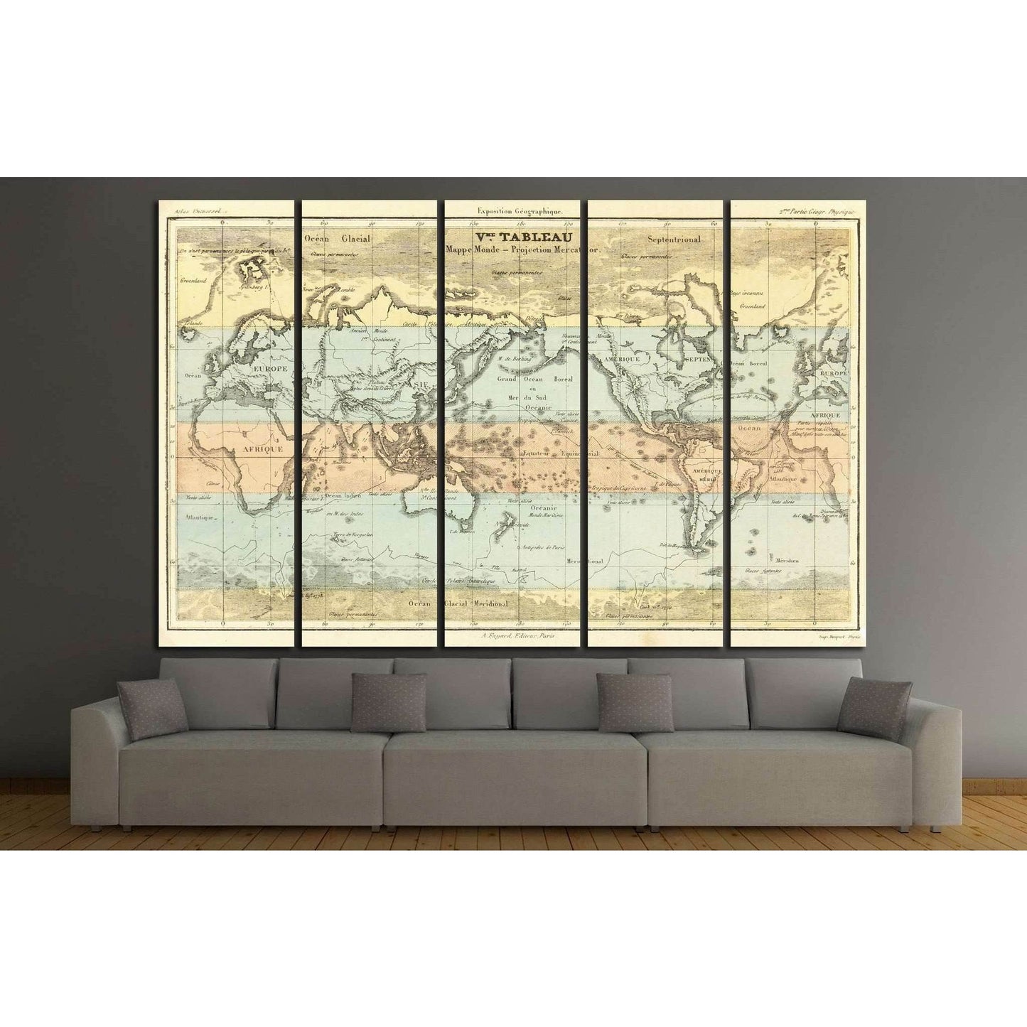 Old World Map №1483 Ready to Hang Canvas Print - Zellart Canvas Prints ALL_Products, s-1483