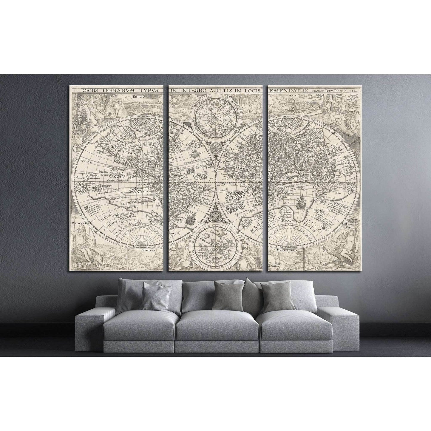 Old World Map №1487 Ready to Hang Canvas Print - Zellart Canvas Prints ALL_Products, s-1487