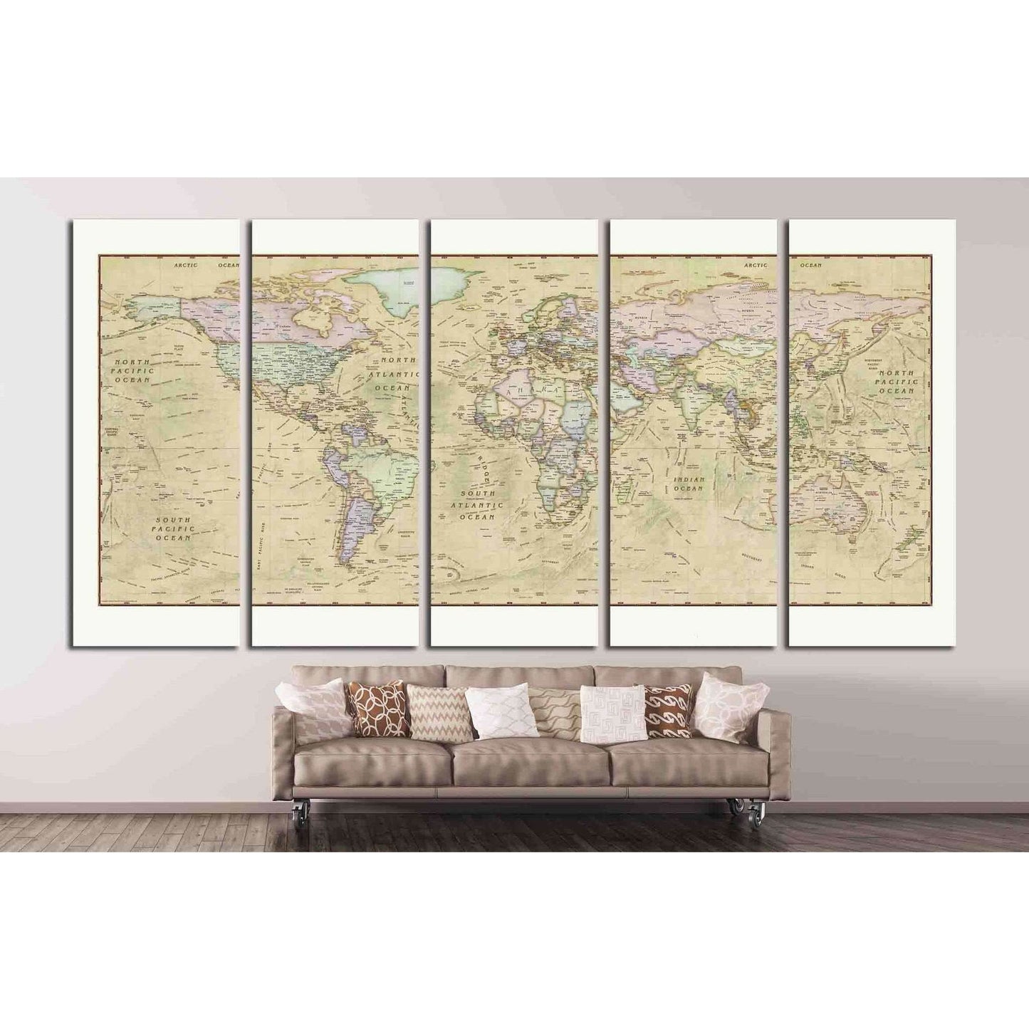 Old World Map №1488 Ready to Hang Canvas Print - Zellart Canvas Prints ALL_Products, s-1488
