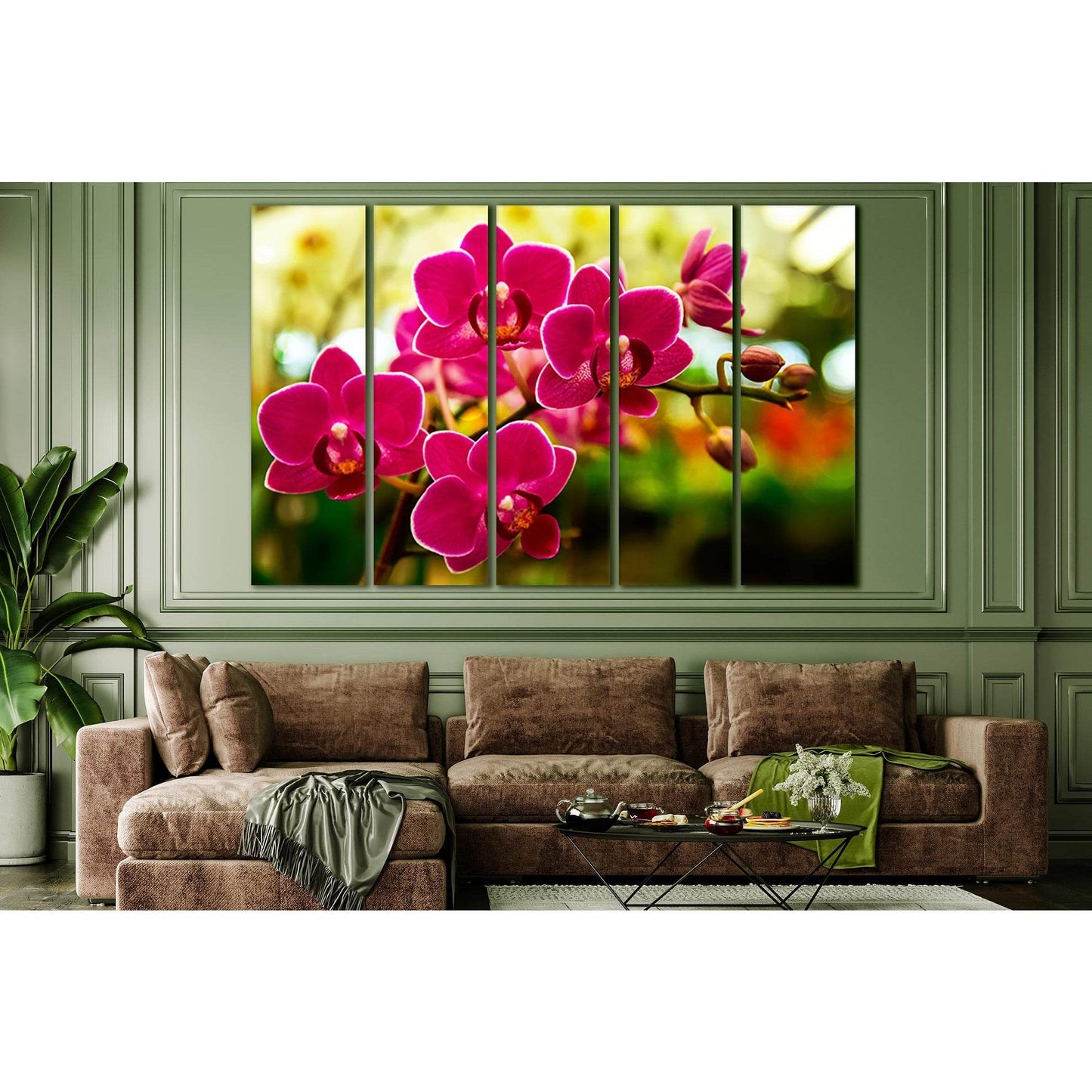 Orchid Flower In Tropical Garden №SL715 Ready to Hang Canvas Print - Zellart Canvas Prints 0new, ALL_Products, Floral & Botanical Wall Art
