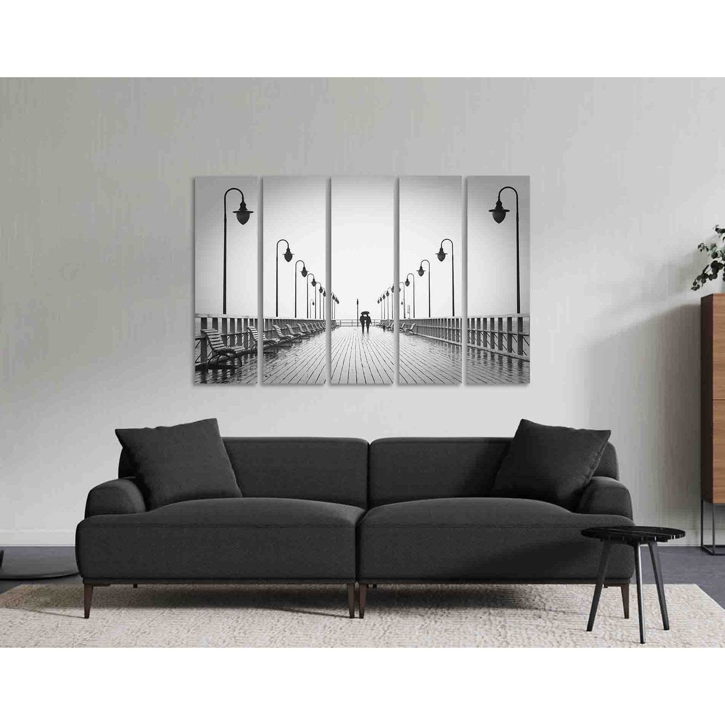 Orlowo beach №D2824 Ready to Hang Canvas Print - Zellart Canvas Prints 0new, ALL_Products, Black & White Wall Art