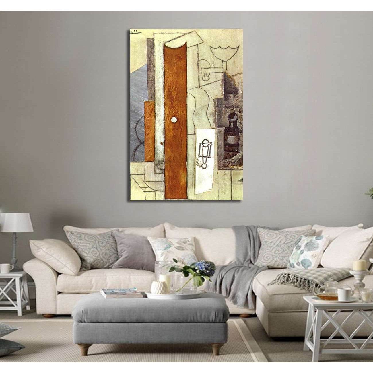 Pablo Picasso, Guitar, Gas-Jet and bottle - Canvas print - Zellart Canvas Prints 000Negative, 6159, ALL_Products