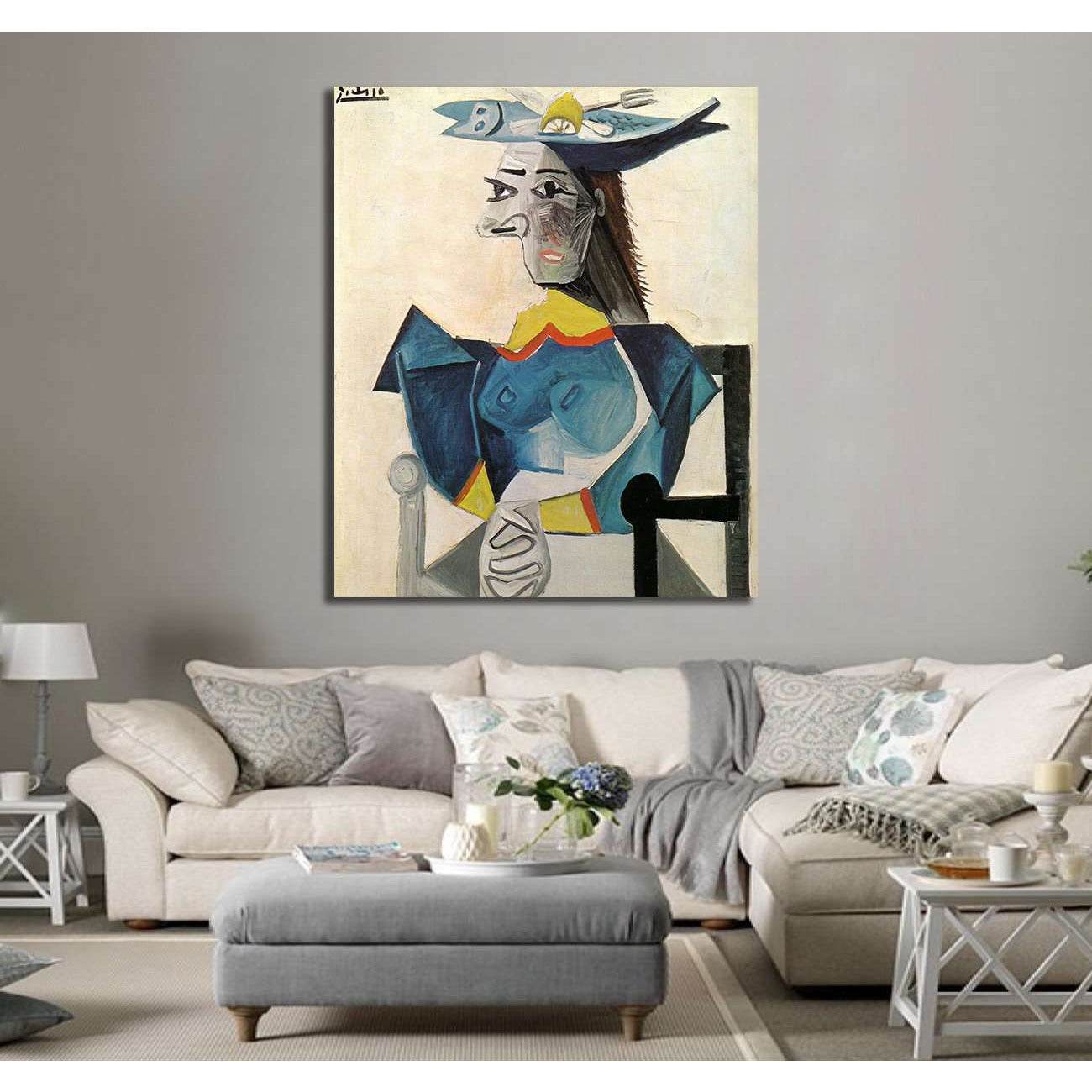 Pablo Picasso, Woman in a fish hat - Canvas print - Zellart Canvas Prints 000Negative, 6195, ALL_Products