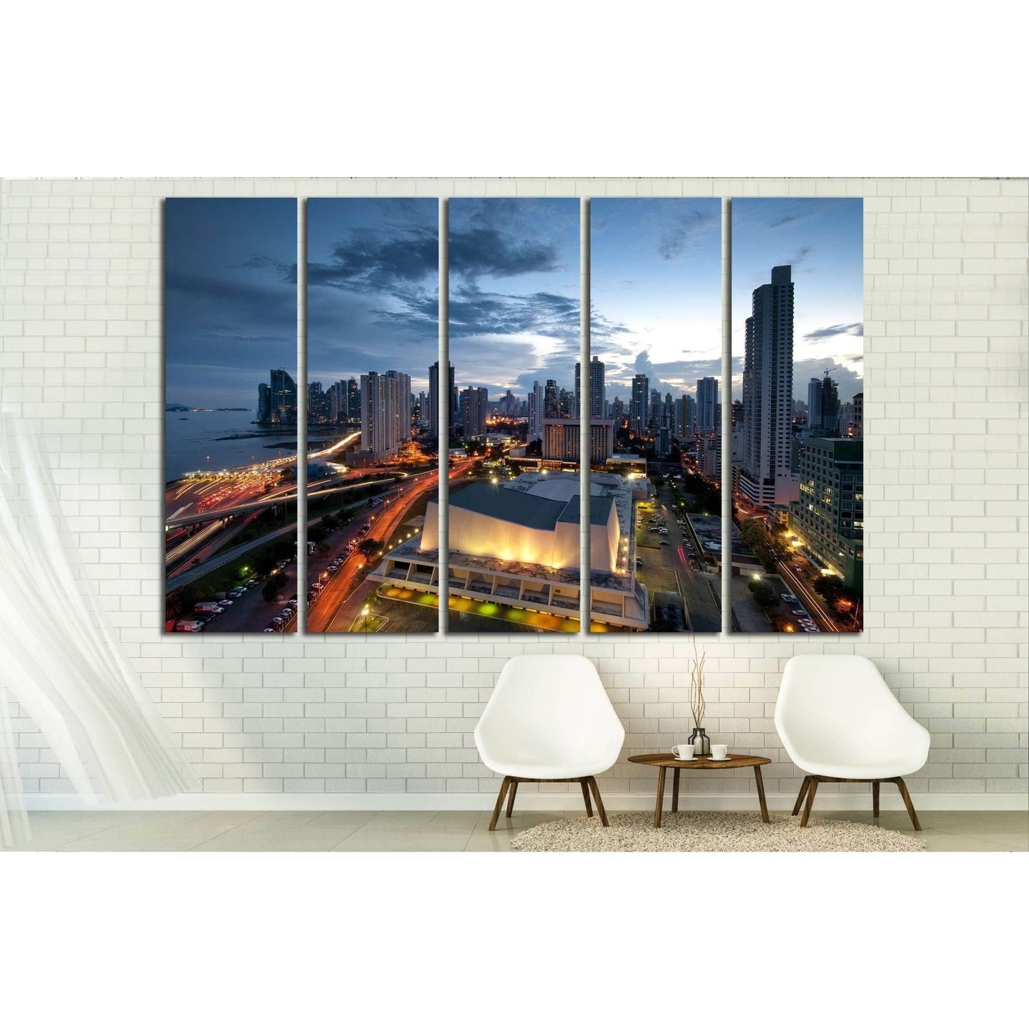 Panama City, city center skyline and Bay of Panama, Panama, Central America №2146 Ready to Hang Canvas Print - Zellart Canvas Prints ALL_Products, s-2146