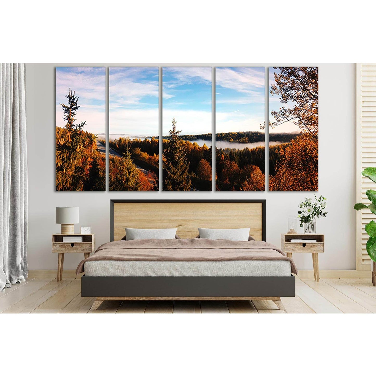 Panorama On Autumn Forest №SL645 Ready to Hang Canvas Print - Zellart Canvas Prints 0new, ALL_Products, Autumn Wall Art