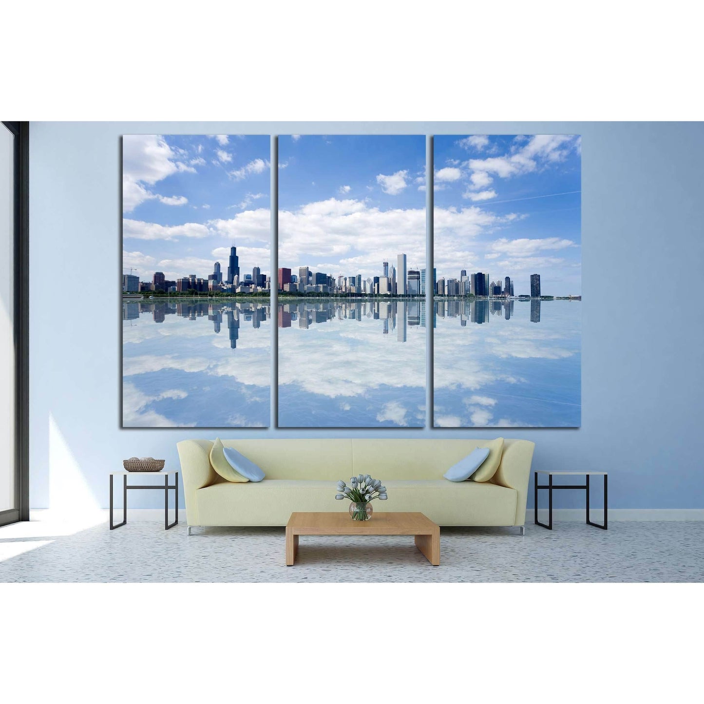 Panoramic view of Chicago city waterfront skyline. №2583 Ready to Hang Canvas Print - Zellart Canvas Prints ALL_Products, s-2583
