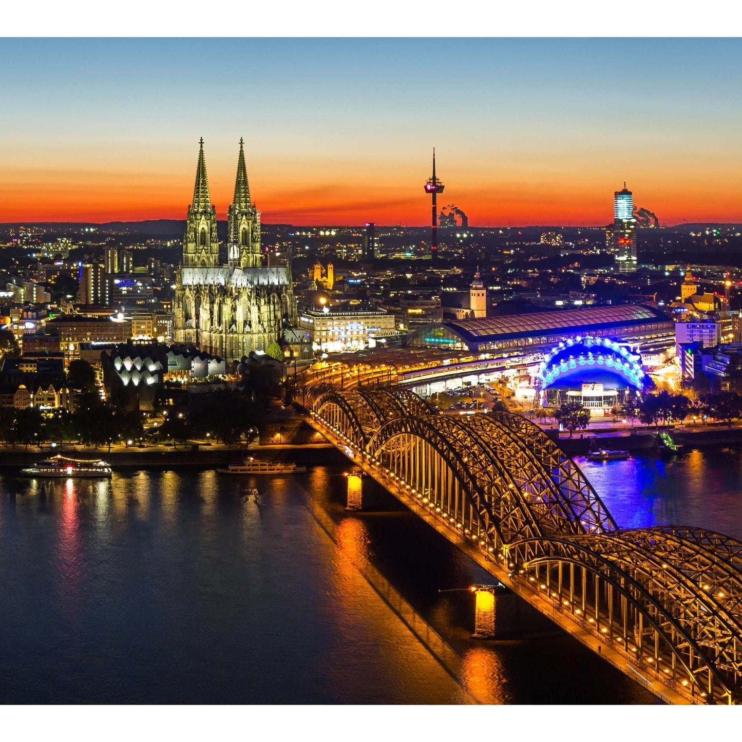 panoramic view of cologne city at sunset, germany №50 Ready to Hang Canvas Print - Zellart Canvas Prints ALL_Products, s-50