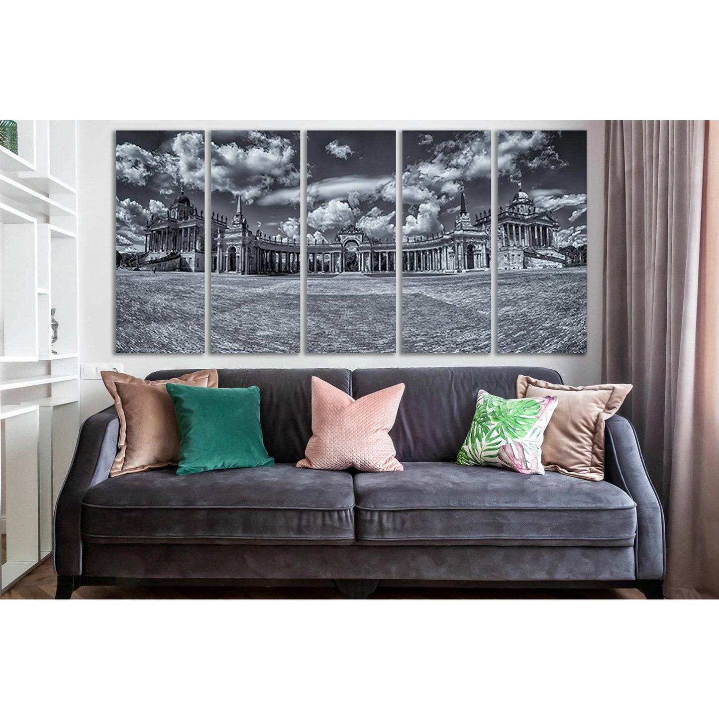 Panoramic View Of The University Potsdam №SL828 Ready to Hang Canvas Print - Zellart Canvas Prints 0new, ALL_Products, Black & White Wall Art