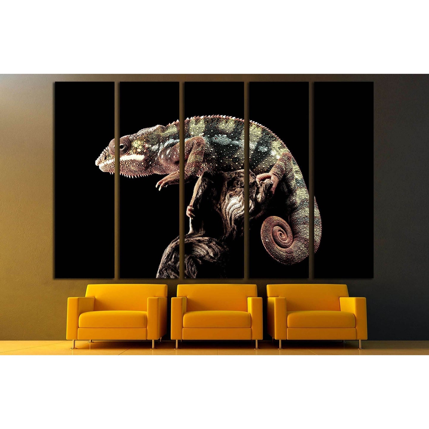 Panther Chameleon with black background №2804 Ready to Hang Canvas Print - Zellart Canvas Prints ALL_Products, s-2804