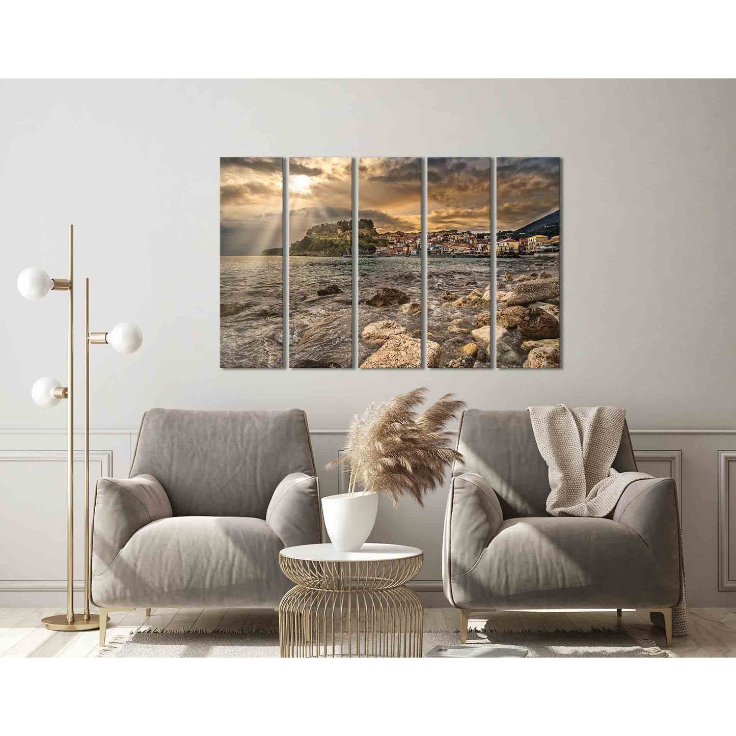 Parga №D1223 Ready to Hang Canvas Print - Zellart Canvas Prints 0new, ALL_Products, Sunrise & sunset wall art