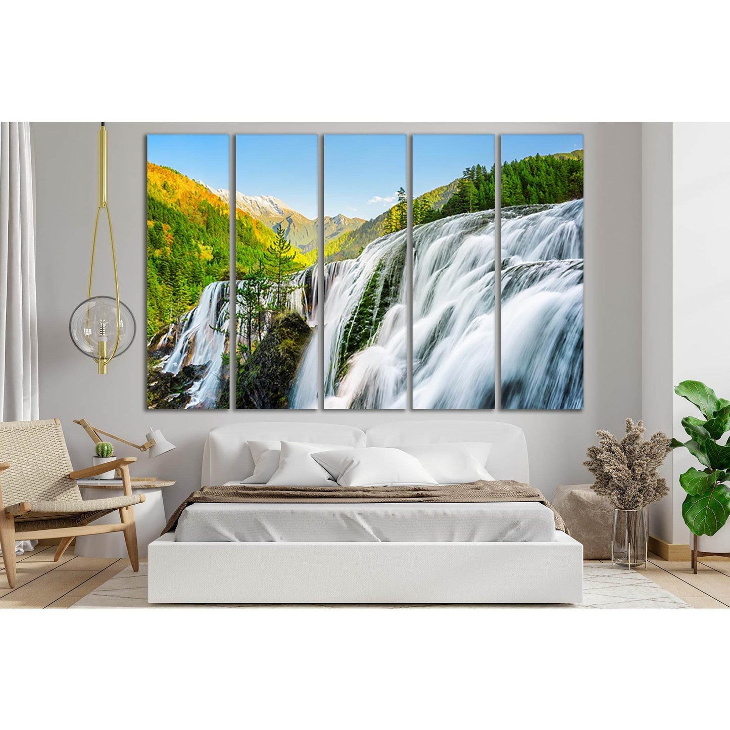 Pearl Shoals Waterfall №SL453 Ready to Hang Canvas Print - Zellart Canvas Prints 0new, ALL_Products, Waterfall, Waterfall Wall Art