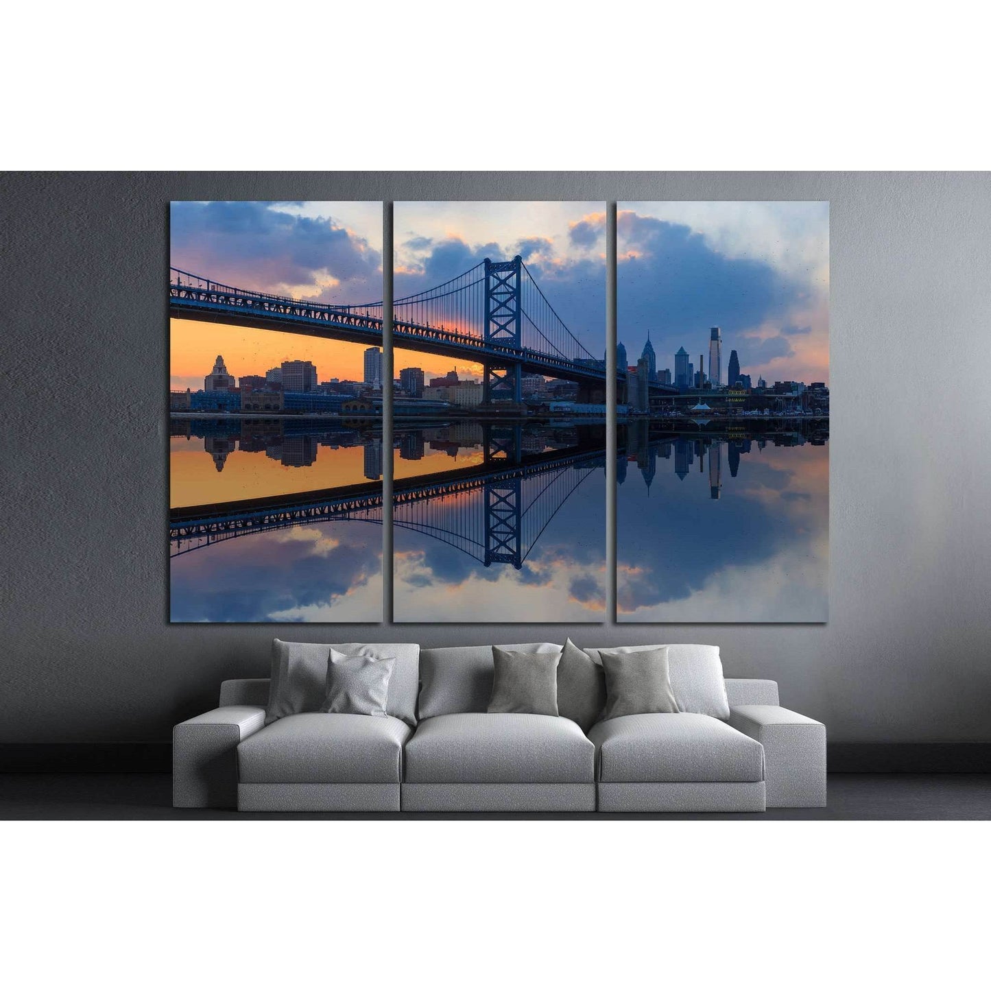 Philadelphia, Ben Franklin Bridge №887 Ready to Hang Canvas Print - Zellart Canvas Prints ALL_Products, s-887