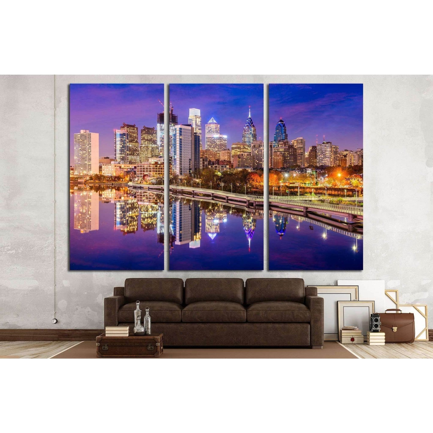 Philadelphia, Pennsylvania, USA Skyline on the Schuylkill River №2089 Ready to Hang Canvas Print - Zellart Canvas Prints ALL_Products, s-2089