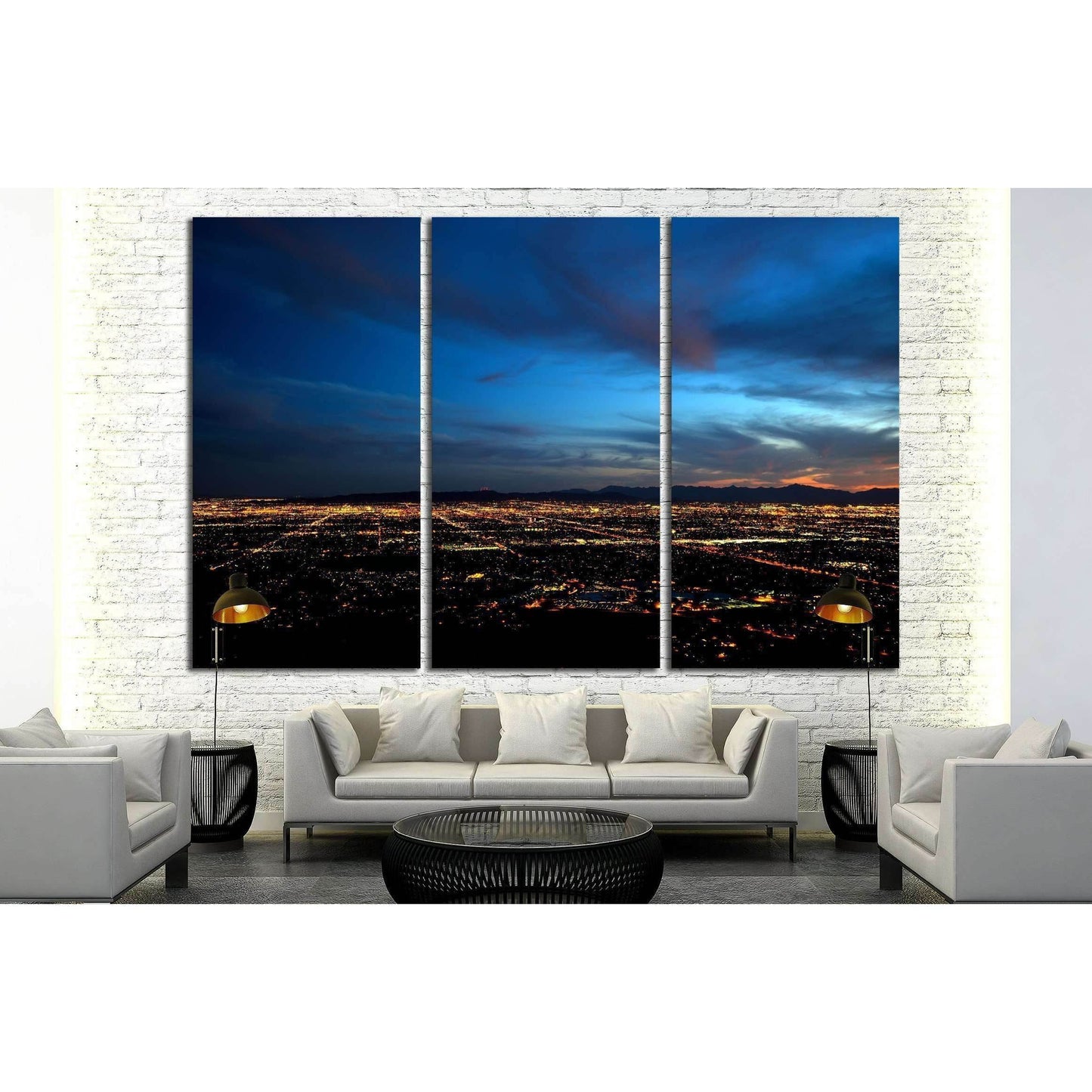 Phoenix city lights at dusk №2282 Ready to Hang Canvas Print - Zellart Canvas Prints ALL_Products, s-2282
