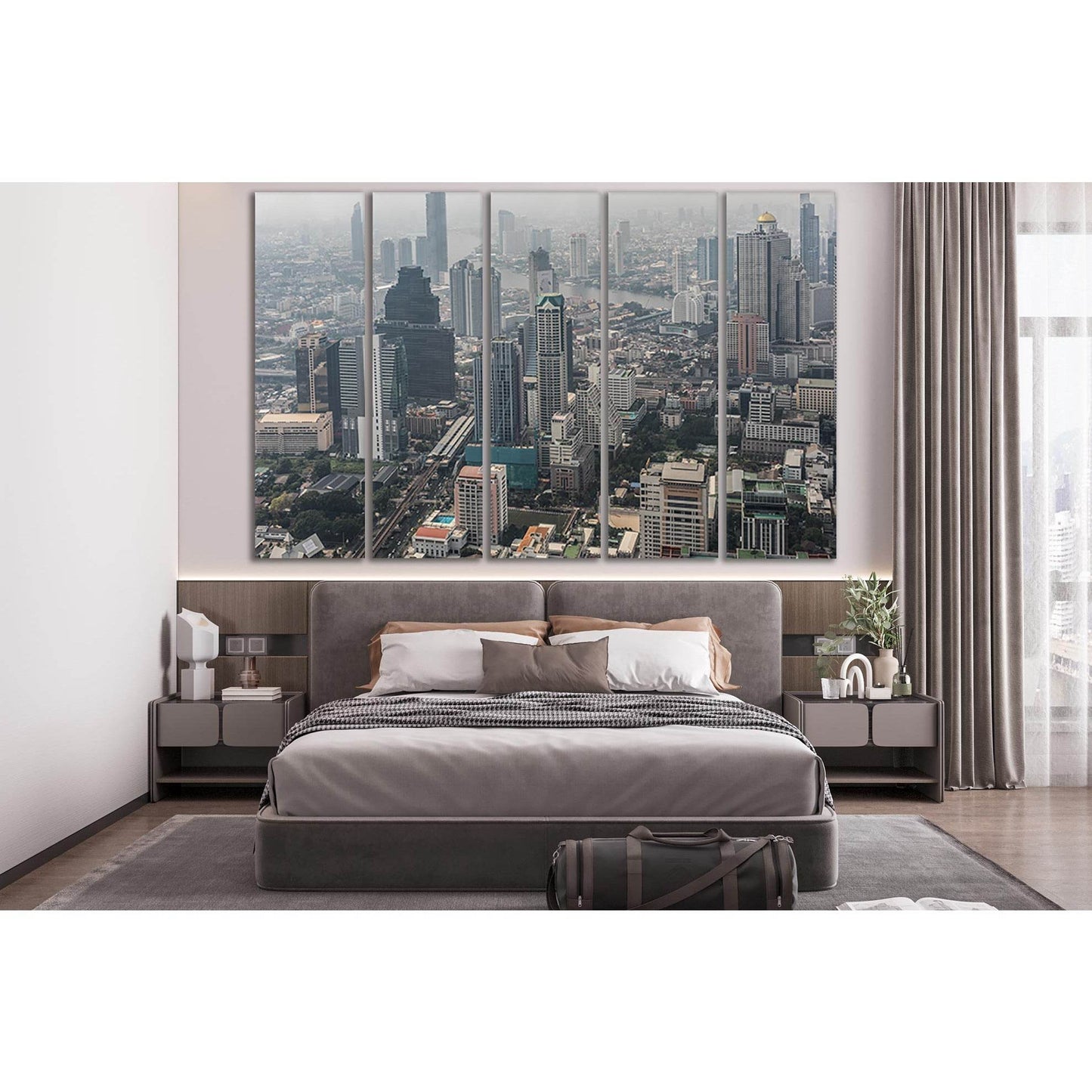 Picturesque Bangkok Cityscape №SL363 Ready to Hang Canvas Print - Zellart Canvas Prints 0new, ALL_Products, Cityscapes & Skylines