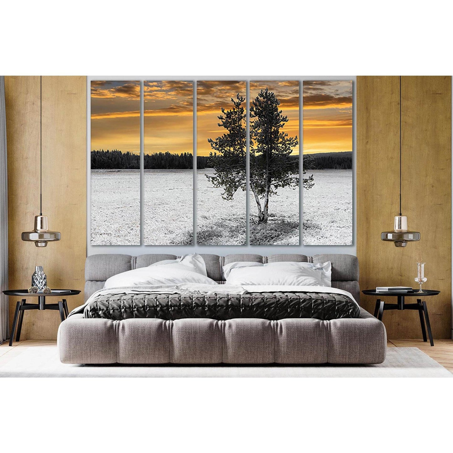 Pine In The Field In Winter №SL804 Ready to Hang Canvas Print - Zellart Canvas Prints 0new, ALL_Products, Trees Wall Art