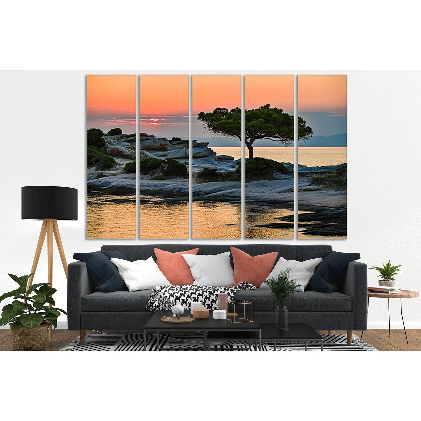 Pine Tree At Sunset №SL818 Ready to Hang Canvas Print - Zellart Canvas Prints 0new, ALL_Products, Trees Wall Art
