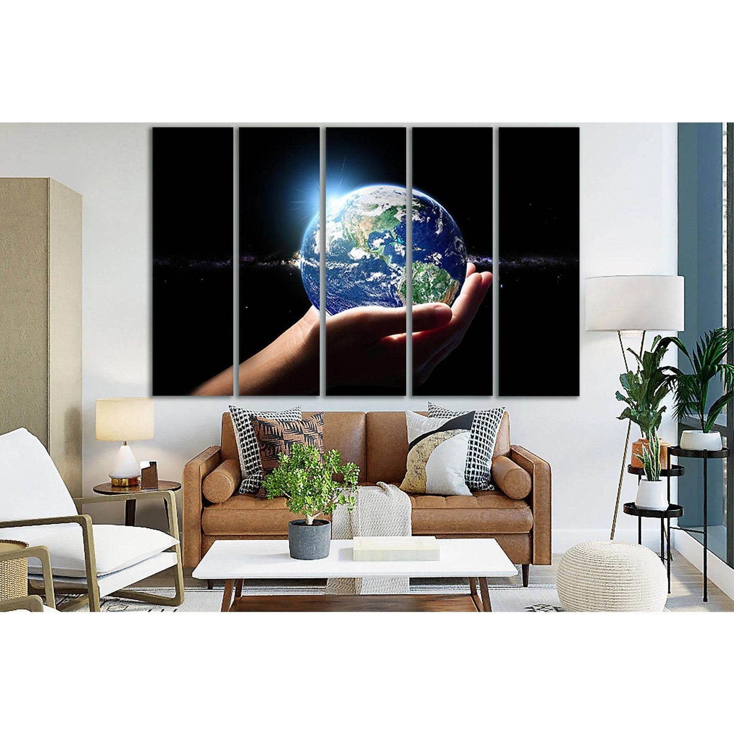 Planet Earth In Hand №SL969 Ready to Hang Canvas Print - Zellart Canvas Prints 0new, ALL_Products, Astronomy & Space Canvas Wall Art