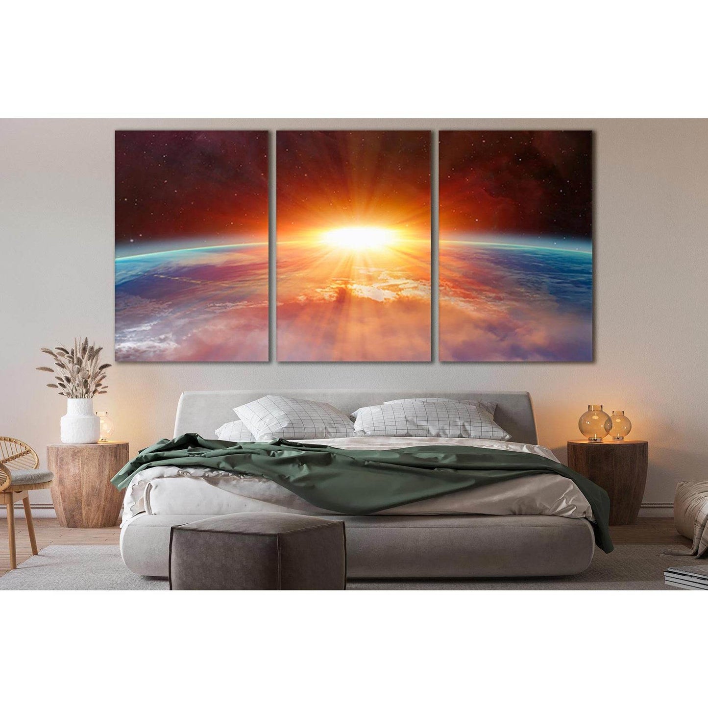 Planet Earth With A Spectacular Sunset №SL431 Ready to Hang Canvas Print - Zellart Canvas Prints 0new, ALL_Products, Astronomy & Space Canvas Wall Art