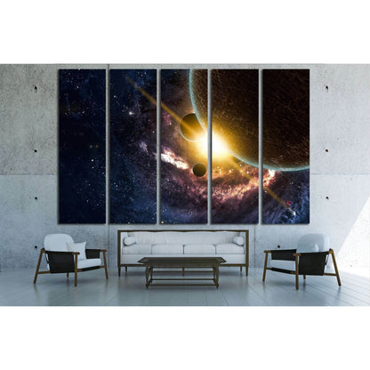 Planets over the nebulae in space №2463 Ready to Hang Canvas PrintCanvas art arrives ready to hang, with hanging accessories included and no additional framing required. Every canvas print is hand-crafted, made on-demand at our workshop and expertly stret