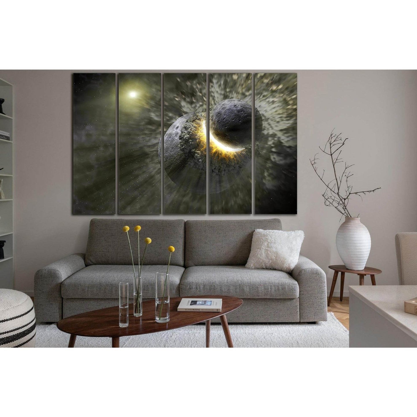 Planets Space Catastrophe №SL959 Ready to Hang Canvas Print - Zellart Canvas Prints 0new, ALL_Products, Astronomy & Space Canvas Wall Art