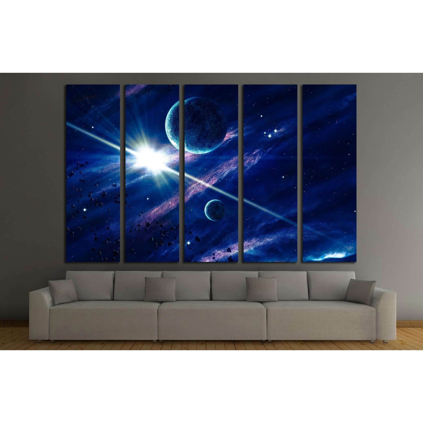 Planets with the shining star in space. Elements of this image furnished by NASA №2461 Ready to Hang Canvas Print - Zellart Canvas Prints ALL_Products, s-2461