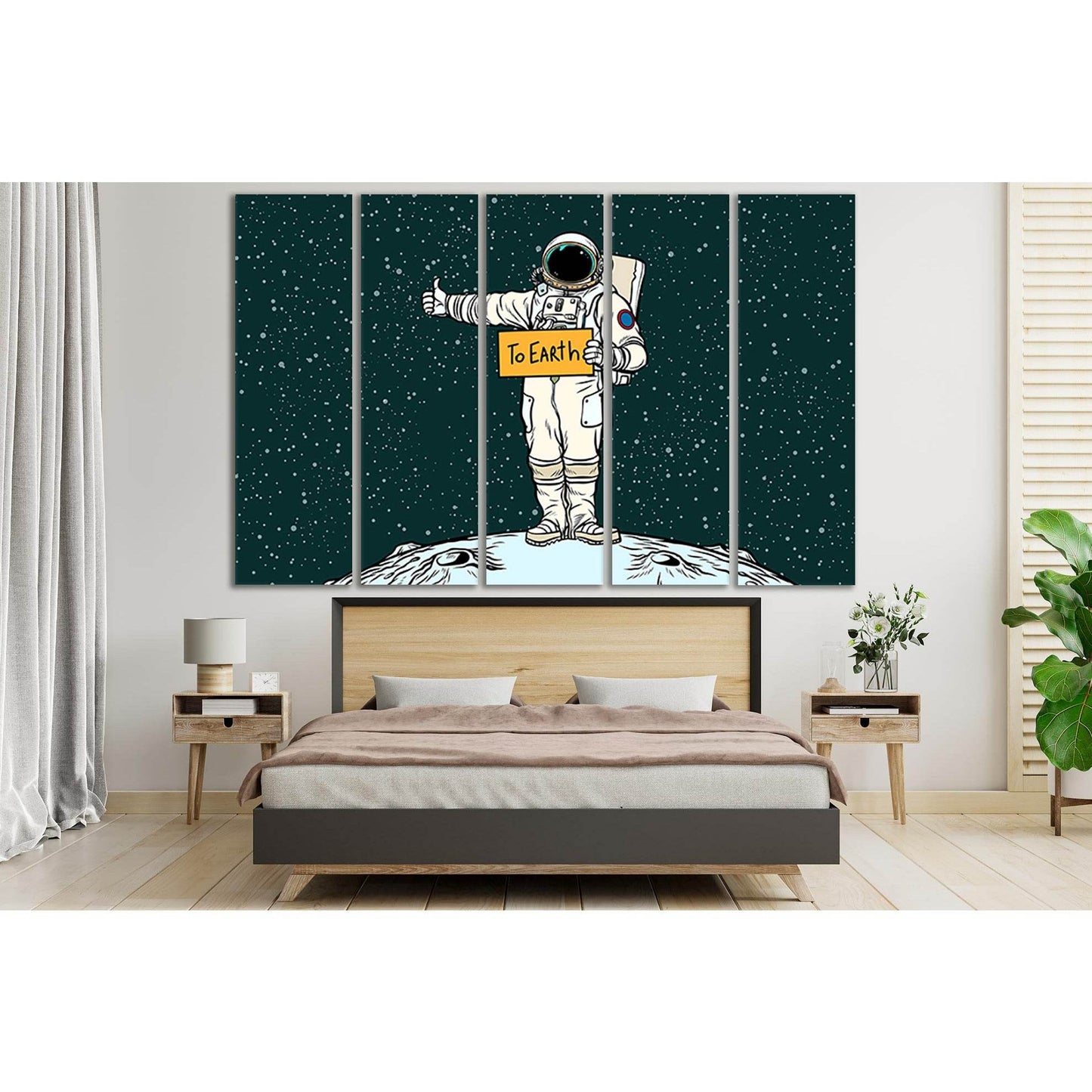 Pop Art Astronaut Hitch Rides On Earth №SL544 Ready to Hang Canvas Print - Zellart Canvas Prints 0new, ALL_Products, Pop ART