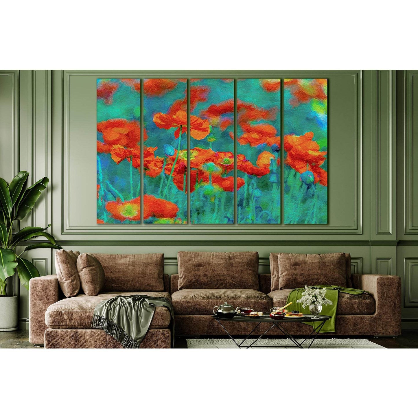 Poppies Oil Painting №SL564 Ready to Hang Canvas Print - Zellart Canvas Prints 0new, ALL_Products, Oil Painting Wall Art