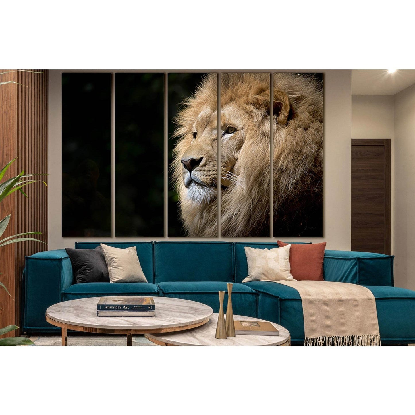 Portrait Of A Lion Close Up №SL1029 Ready to Hang Canvas Print - Zellart Canvas Prints 0new, ALL_Products, Animals & Wildlife, Lion
