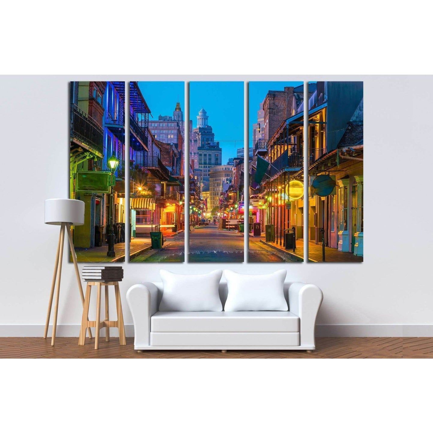 Pubs and bars with neon lights in the French Quarter, New Orleans USA №2098 Ready to Hang Canvas Print - Zellart Canvas Prints ALL_Products, s-2098