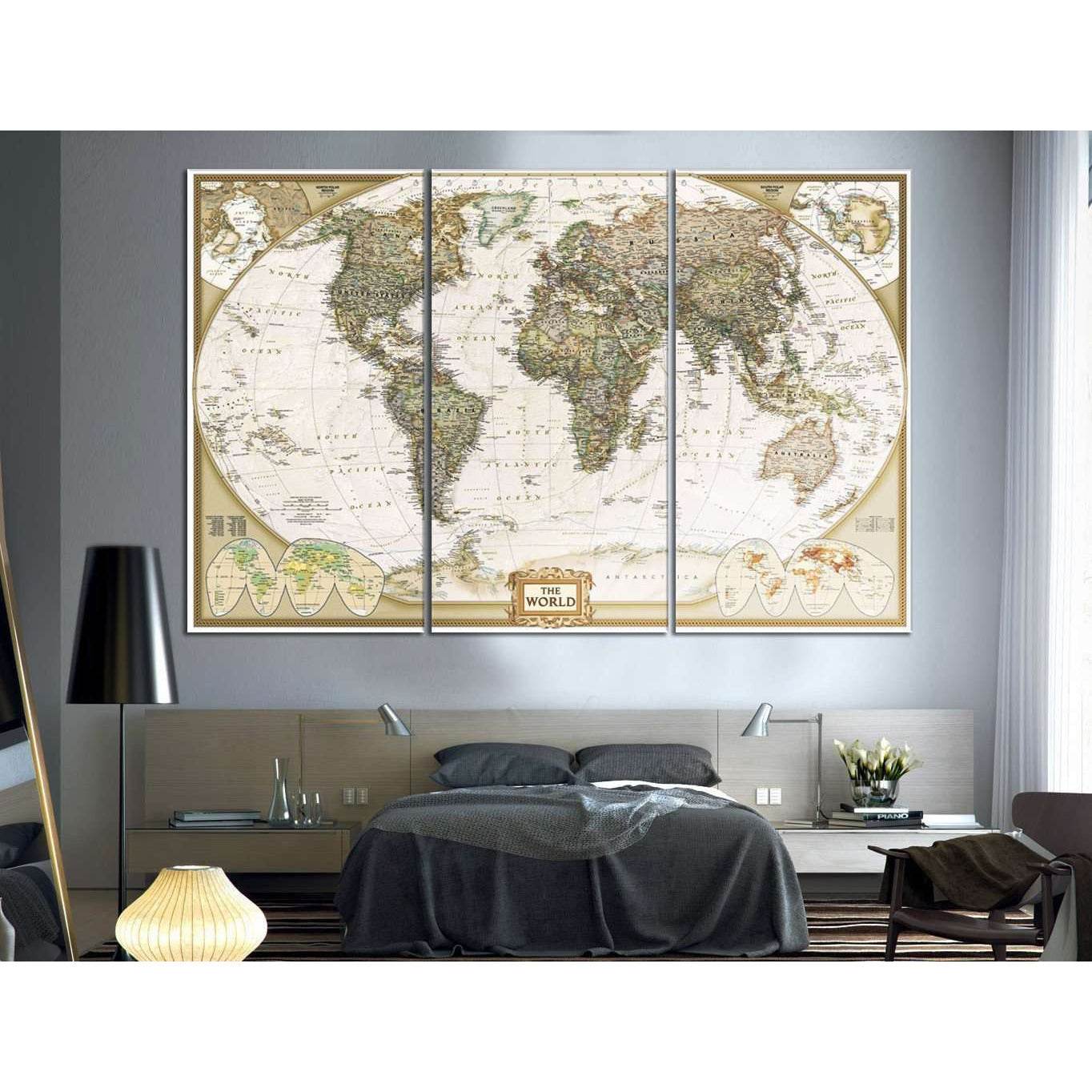 Push Pin World Map №866 Ready to Hang Canvas Print - Zellart Canvas Prints ALL_Products, autopostr_pinterest_65155, autopostr_pinterest_65157, autopostr_pinterest_65158, autopostr_pinterest_65160