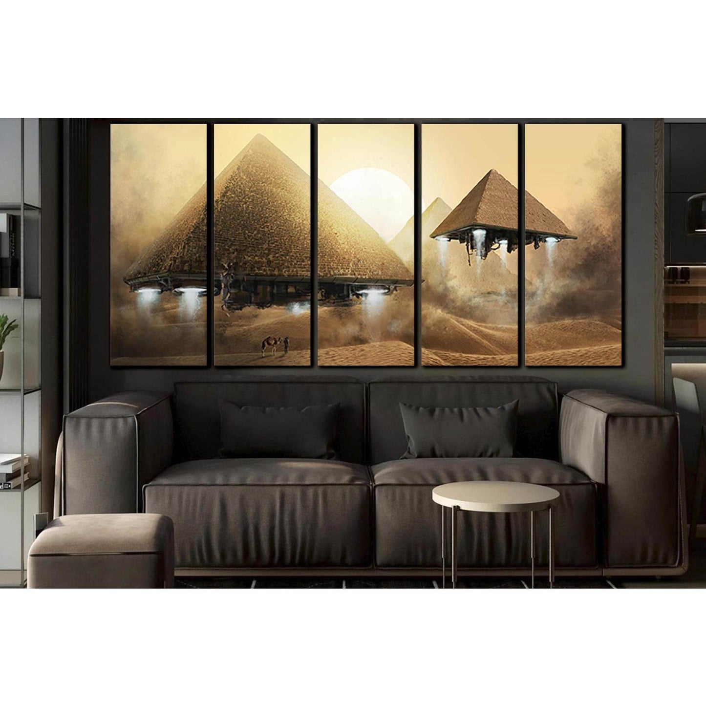 Pyramid Spaceships №SL1290 Ready to Hang Canvas Print - Zellart Canvas Prints 0new, ALL_Products, Fantasy And Sci Fi Wall Art