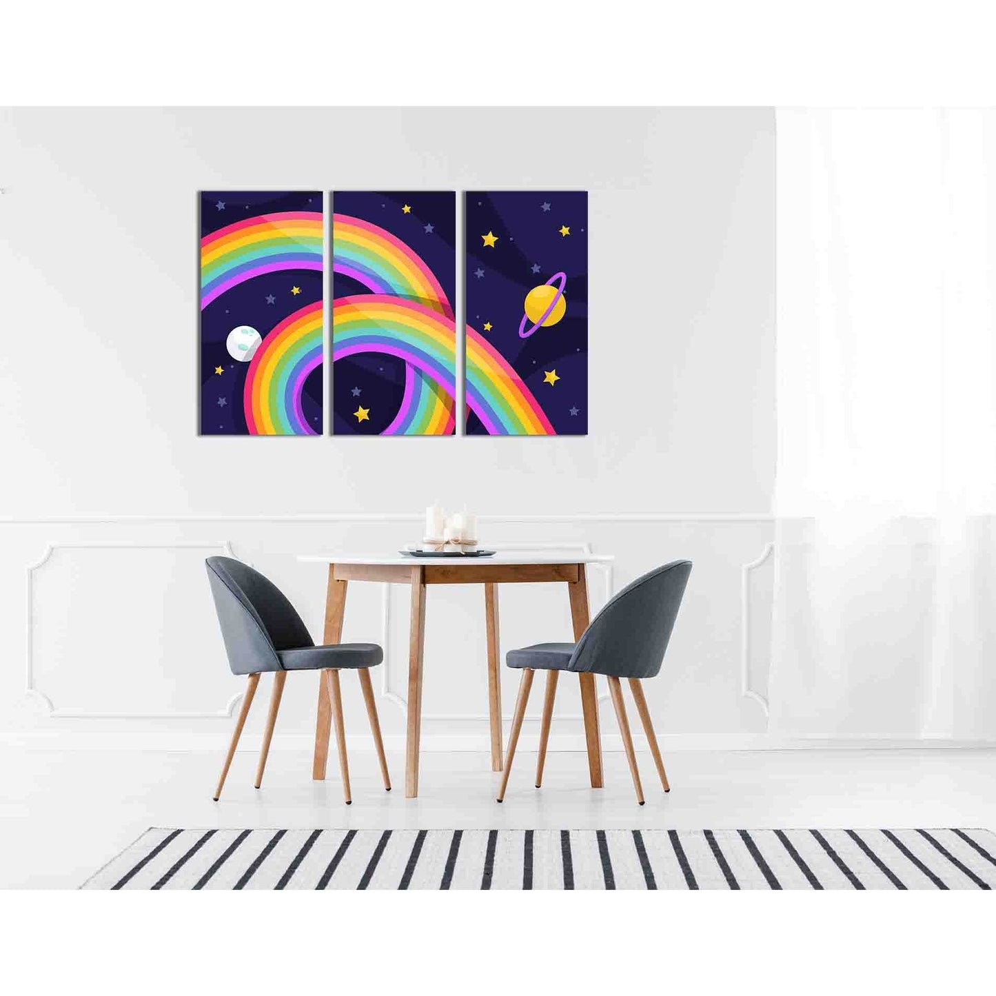 Rainbow with clouds №2157 Ready to Hang Canvas Print - Zellart Canvas Prints 2157, ALL_Products