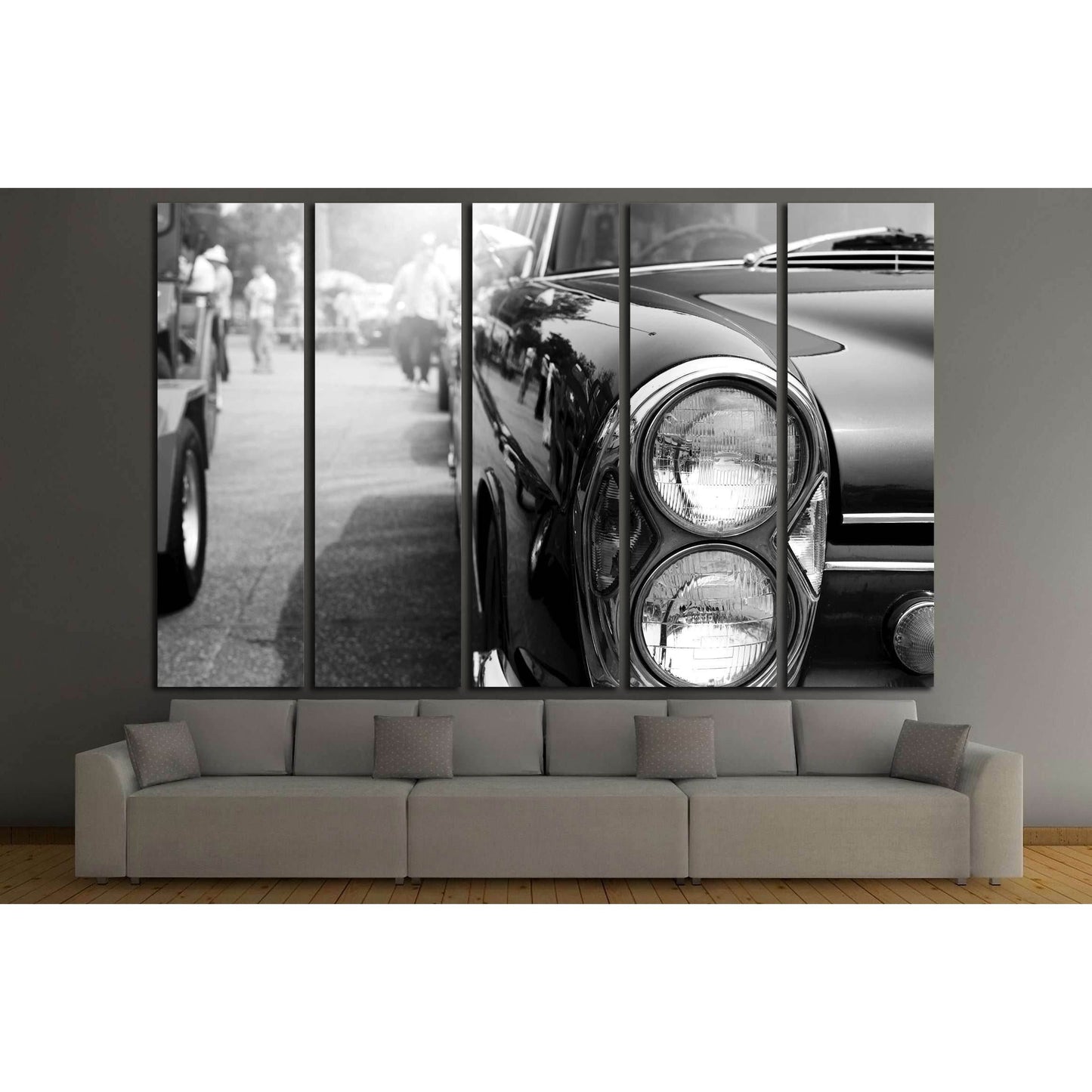 Retro of classic car ,vintage black and white style №3281 Ready to Hang Canvas Print - Zellart Canvas Prints ALL_Products, s-3281