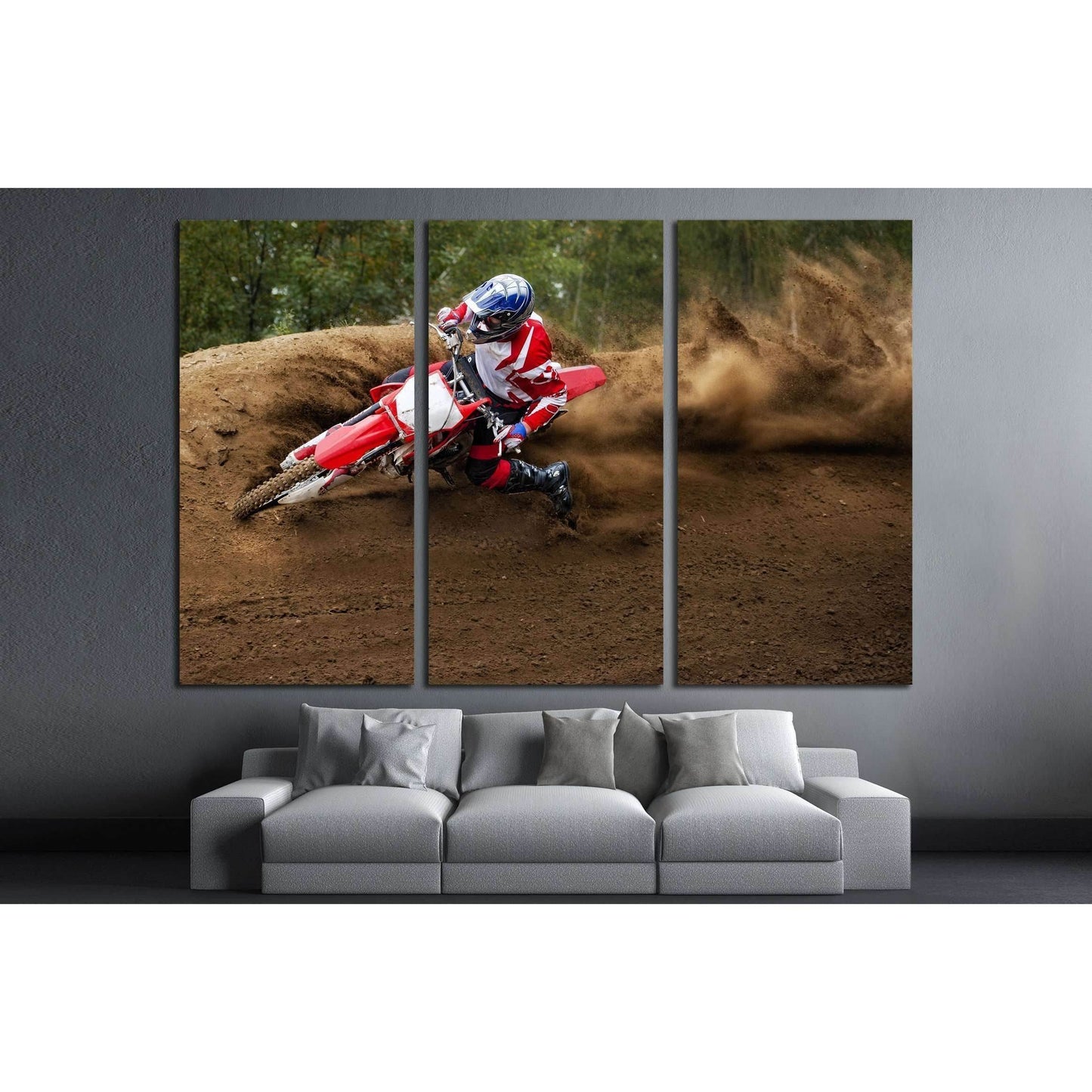 Rider driving in the motocross race №2483 Ready to Hang Canvas Print - Zellart Canvas Prints ALL_Products, s-2483
