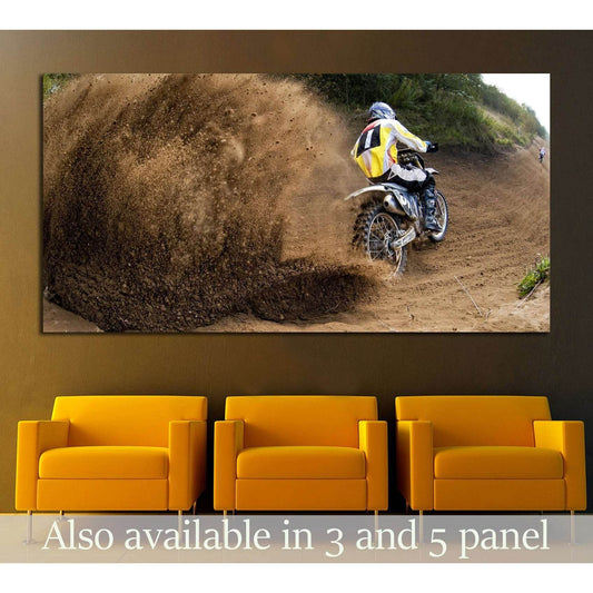 Rider driving in the motocross race №2482 Ready to Hang Canvas PrintCanvas art arrives ready to hang, with hanging accessories included and no additional framing required. Every canvas print is hand-crafted, made on-demand at our workshop and expertly str