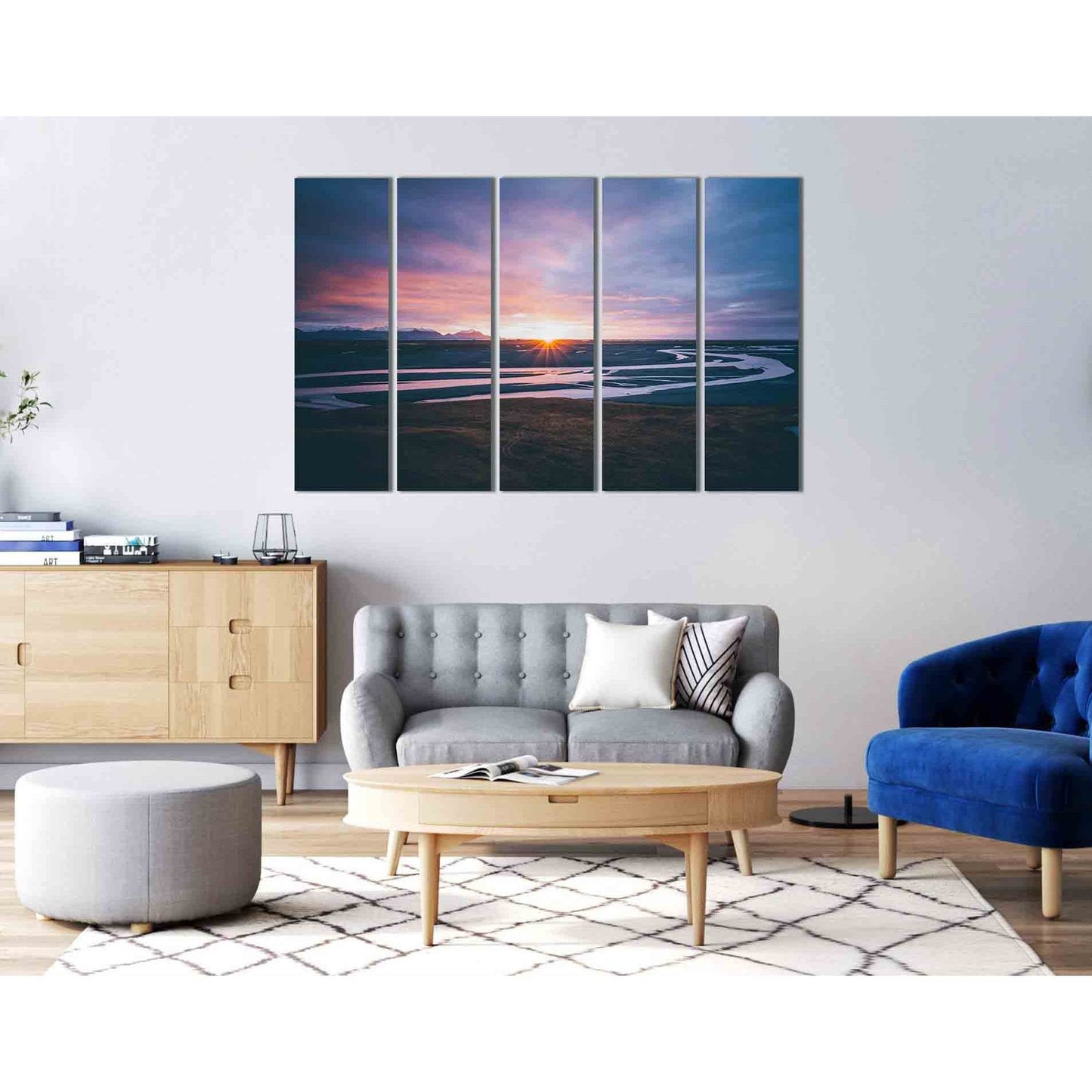 River in Iceland №D1813 Ready to Hang Canvas Print - Zellart Canvas Prints 0new, ALL_Products, Sunrise & sunset wall art