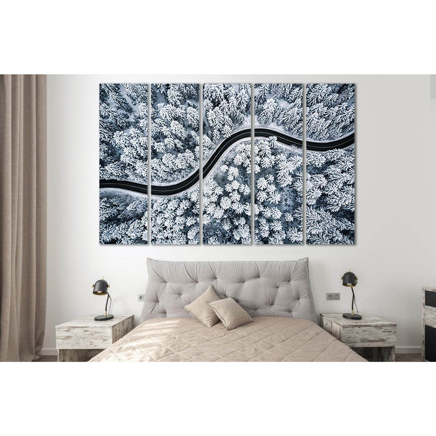 Road In A Snowy Forest №Sl25 Ready to Hang Canvas Print - Zellart Canvas Prints 0new, ALL_Products, Nature & Landscapes Canvas Print