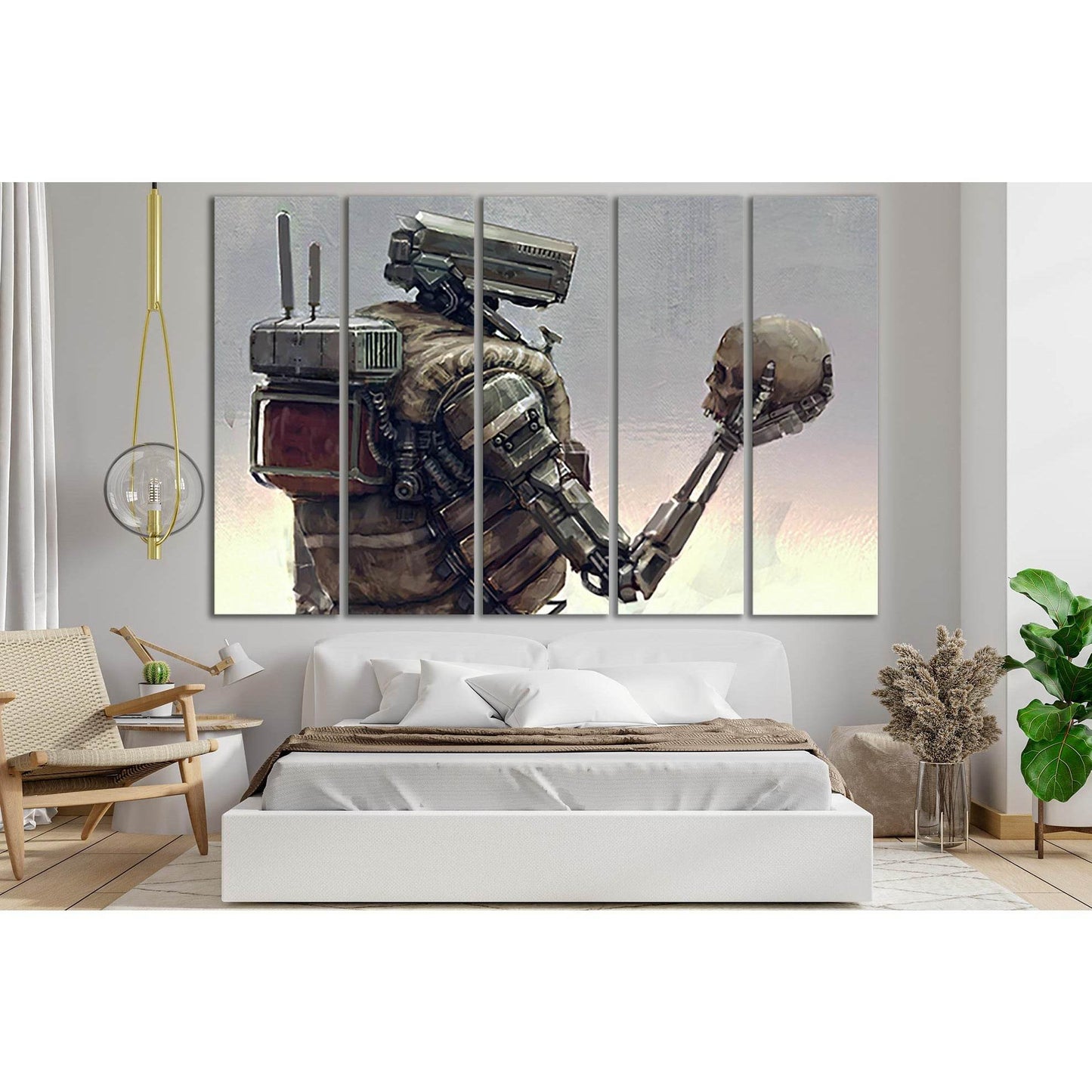 Robot And Skull №SL1291 Ready to Hang Canvas Print - Zellart Canvas Prints 0new, ALL_Products, Fantasy And Sci Fi Wall Art