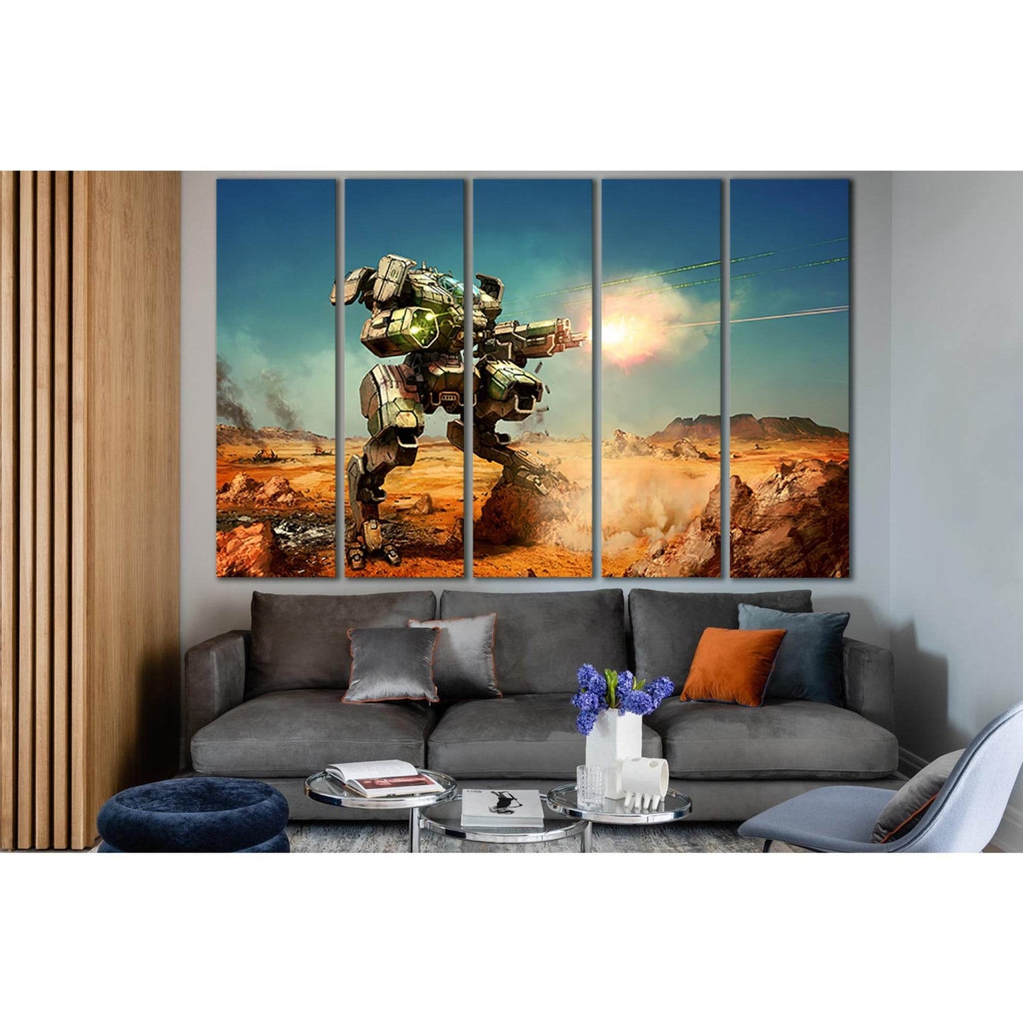 Robot Red Hunter №SL1295 Ready to Hang Canvas Print - Zellart Canvas Prints 0new, ALL_Products, Fantasy And Sci Fi Wall Art