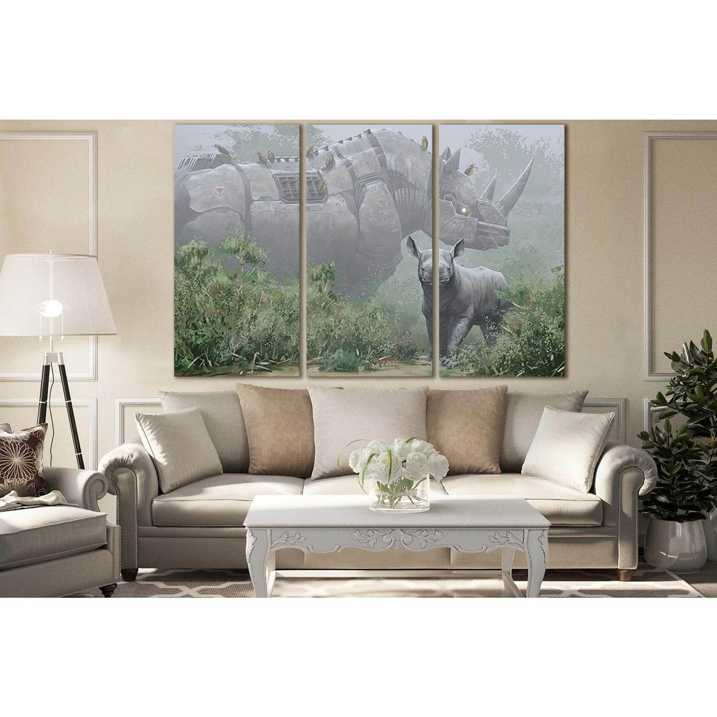 Robot Rhino №SL1294 Ready to Hang Canvas Print - Zellart Canvas Prints 0new, ALL_Products, Fantasy And Sci Fi Wall Art