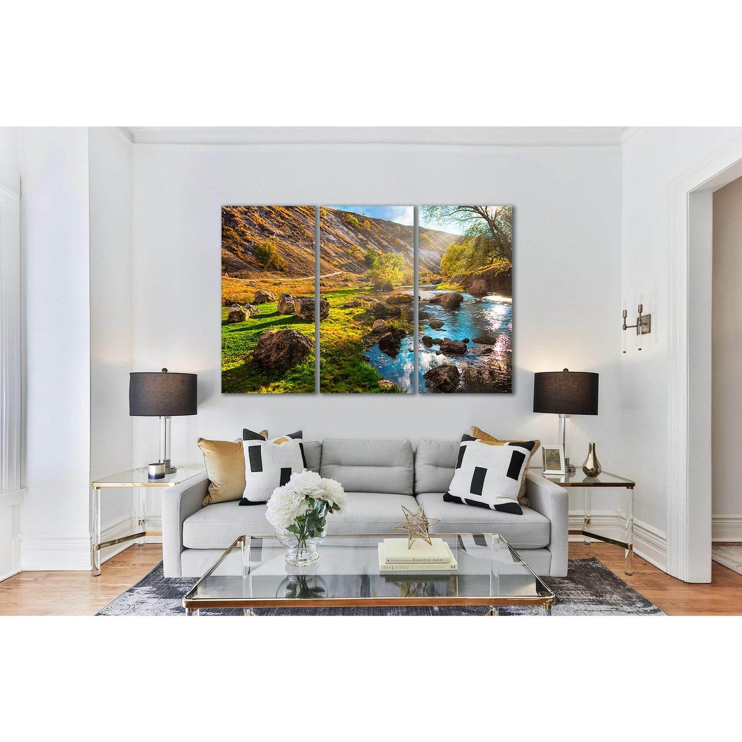 Rocks In The Flowing Water №sl04 Ready to Hang Canvas Print - Zellart Canvas Prints 0new, ALL_Products, Nature & Landscapes Canvas Print