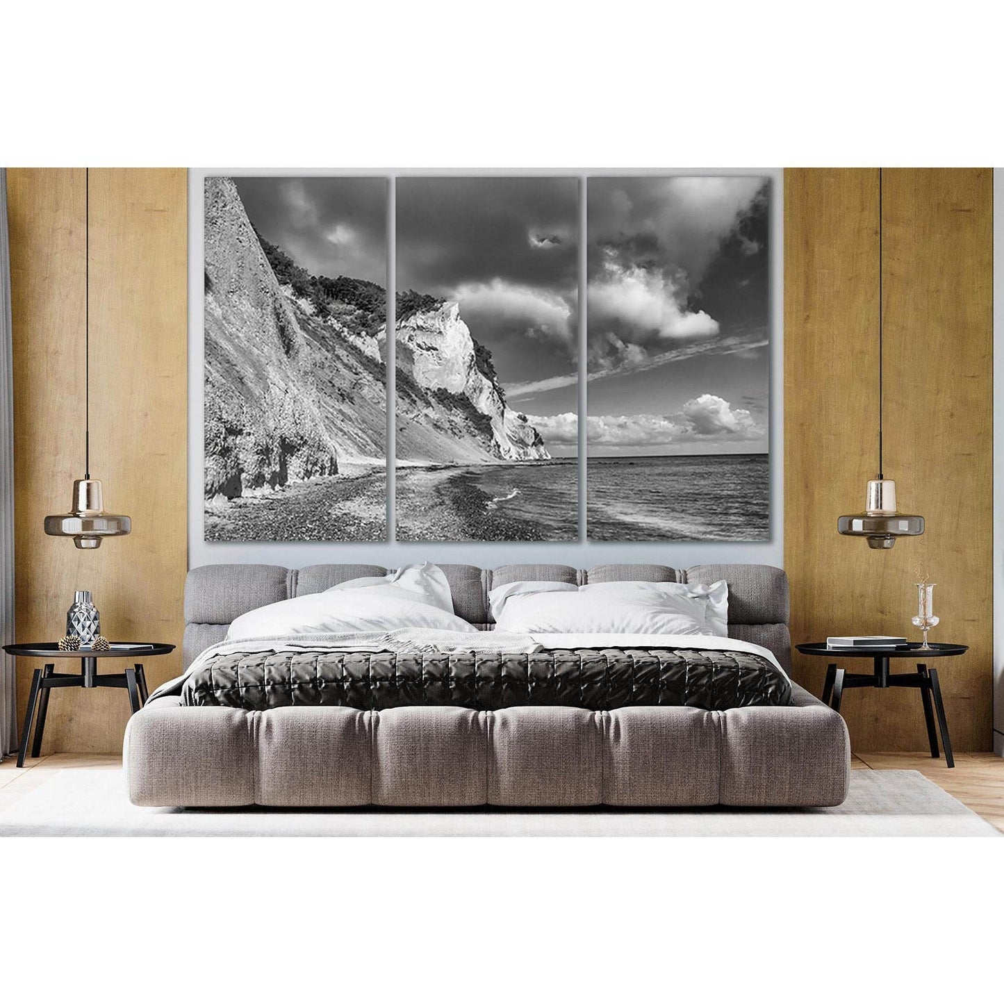 Rocky Coast Of The Sea Black End White №SL870 Ready to Hang Canvas Print - Zellart Canvas Prints 0new, ALL_Products, Black & White Wall Art
