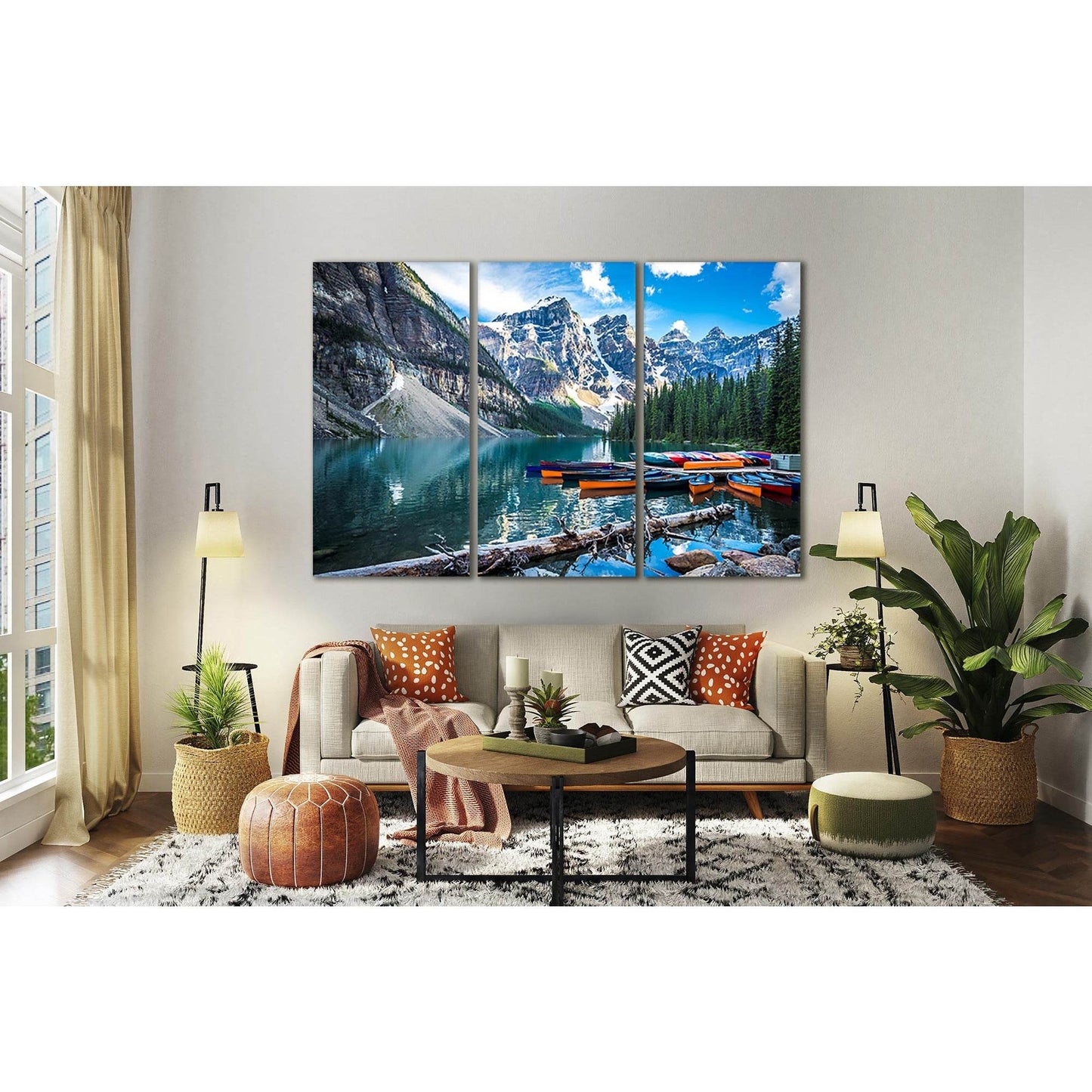 Rocky Mountains Lake Moraine №Sl19 Ready to Hang Canvas Print - Zellart Canvas Prints 0new, ALL_Products, Nature & Landscapes Canvas Print