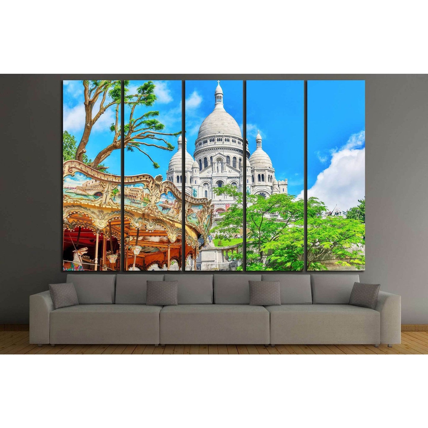 Sacre Coeur Cathedral on Montmartre Hill, Paris, France №1246 Ready to Hang Canvas Print - Zellart Canvas Prints ALL_Products, s-1246