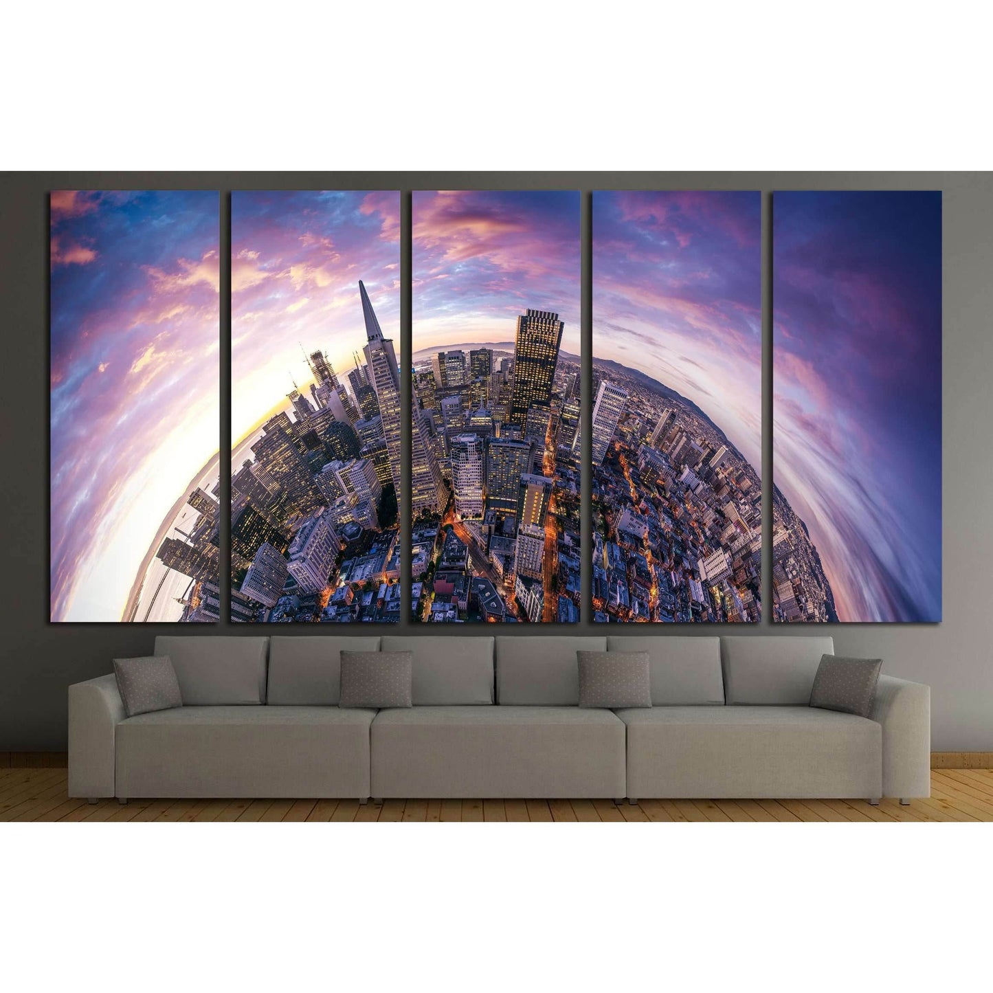 San Francisco aerial view from sea side №1954 Ready to Hang Canvas Print - Zellart Canvas Prints ALL_Products, s-1954