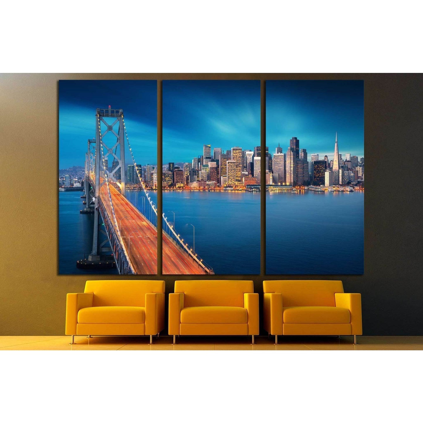 San Francisco, Bay Bridge in foreground №1657 Ready to Hang Canvas Print - Zellart Canvas Prints ALL_Products, s-1657
